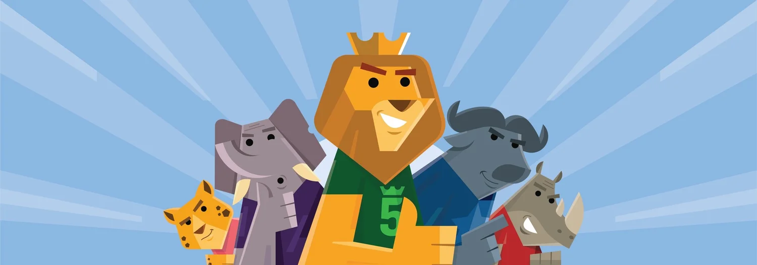 The Big 5 animals cheering together
