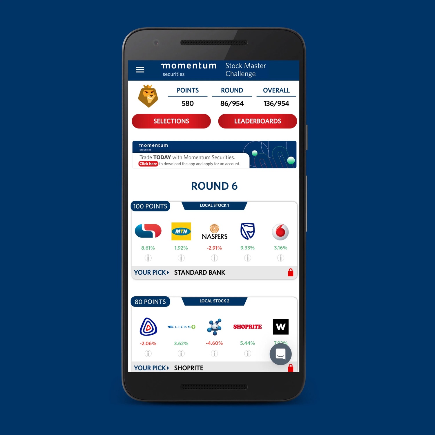 Momentum Securities Stock Master Challenge on mobile